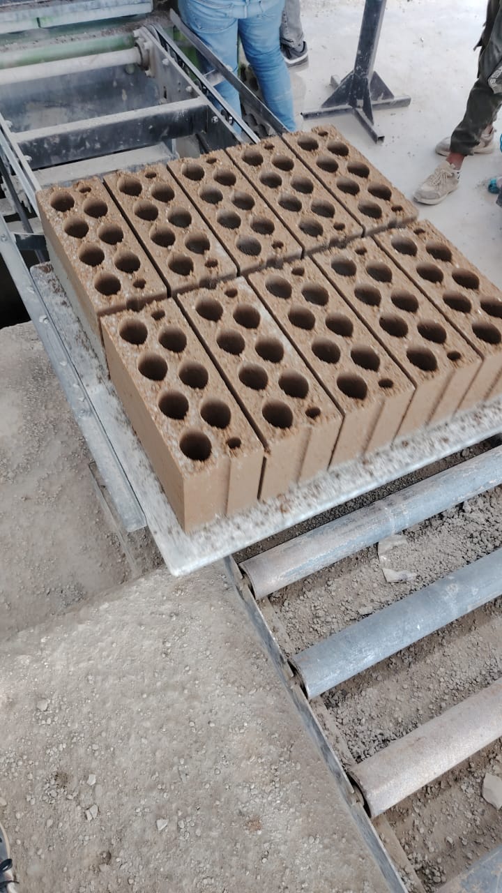 Concrete blocks from the machine line